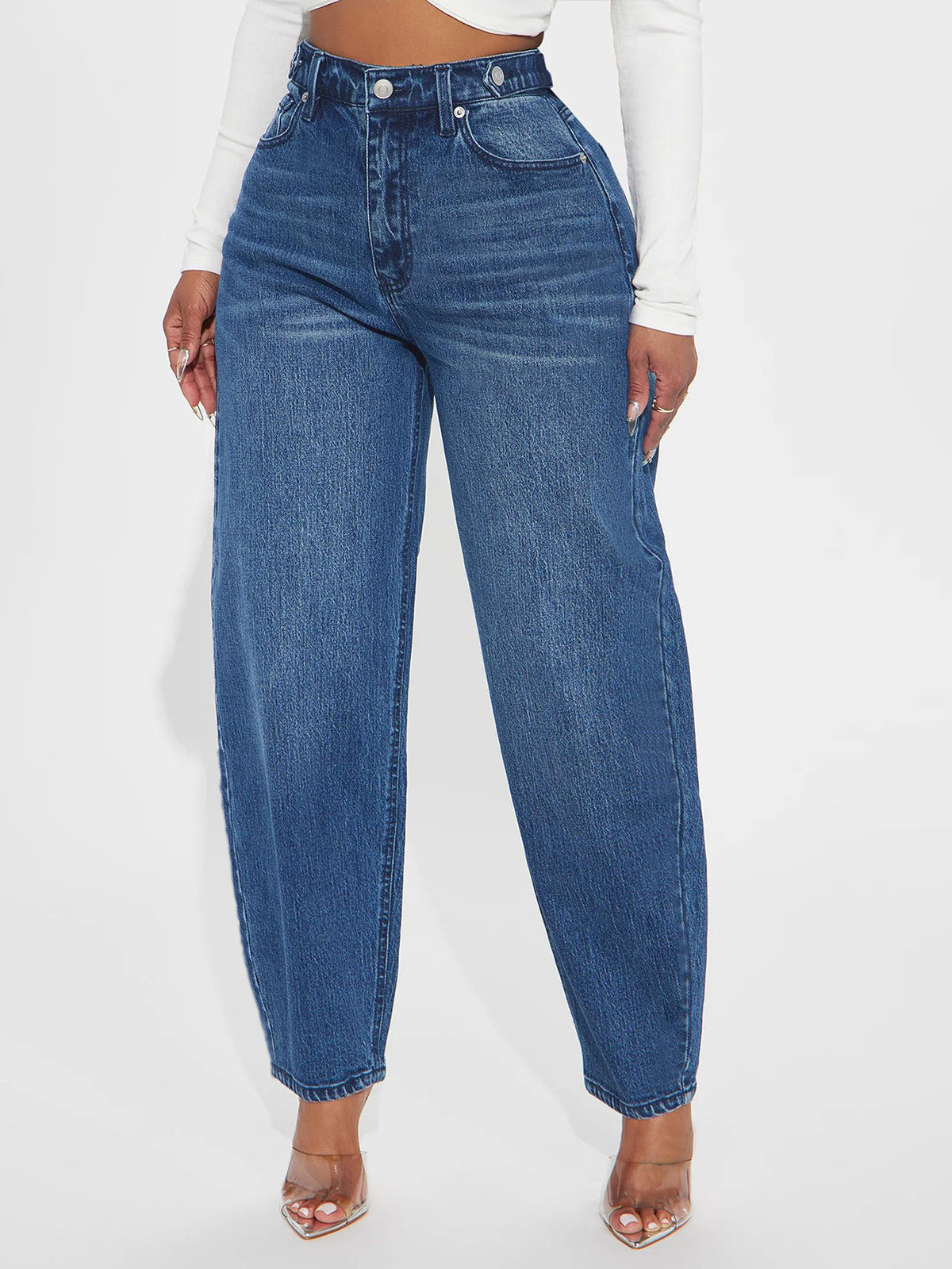 Washed-Blue Retro Flared Denim Jeans