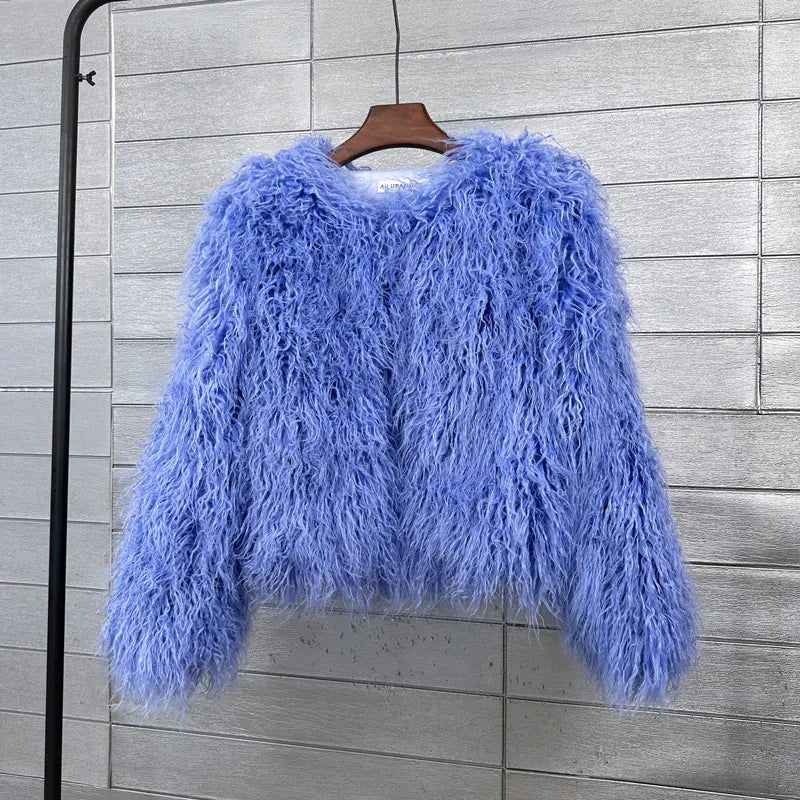 Fur Faux Fur Coat Korean Style Pure Color Tan Wool Women's Short