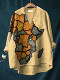 Women's African Map Collage Art Print Long Sleeve Shirt