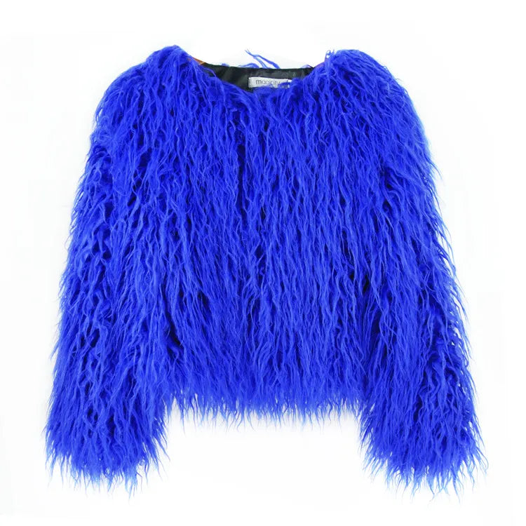 Fur Faux Fur Coat Korean Style Pure Color Tan Wool Women's Short