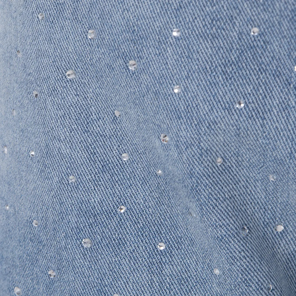 High-Waisted Rhinestone Embellished Side Button Jeans