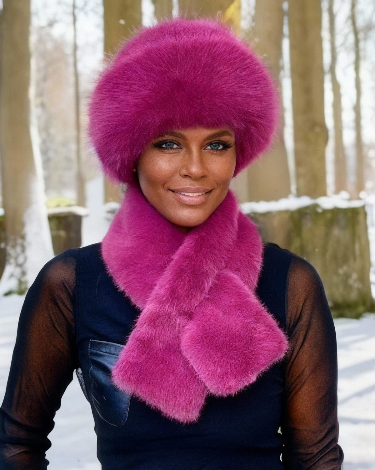 2pcs Outdoor Casual Outfit - Neck Warmer And Mongolian Style Hat