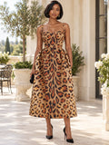 Animal-print Bustier Midi Dress