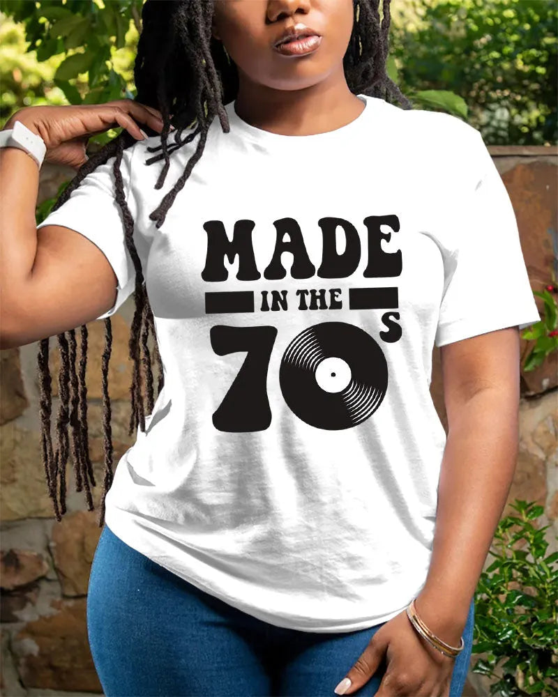 Retro Made In The 70's Print Cotton Short Sleeve Tshirt