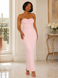 Strapless Sweetheart Beaded Column Maxi Dress