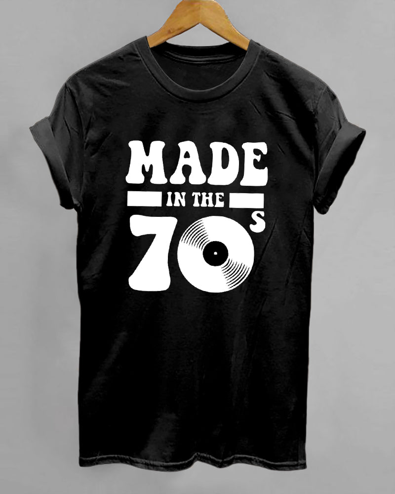 Retro Made In The 70's Print Cotton Short Sleeve Tshirt