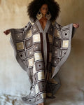 African Geometric Totems Print V-neck Long Kaftan Dress