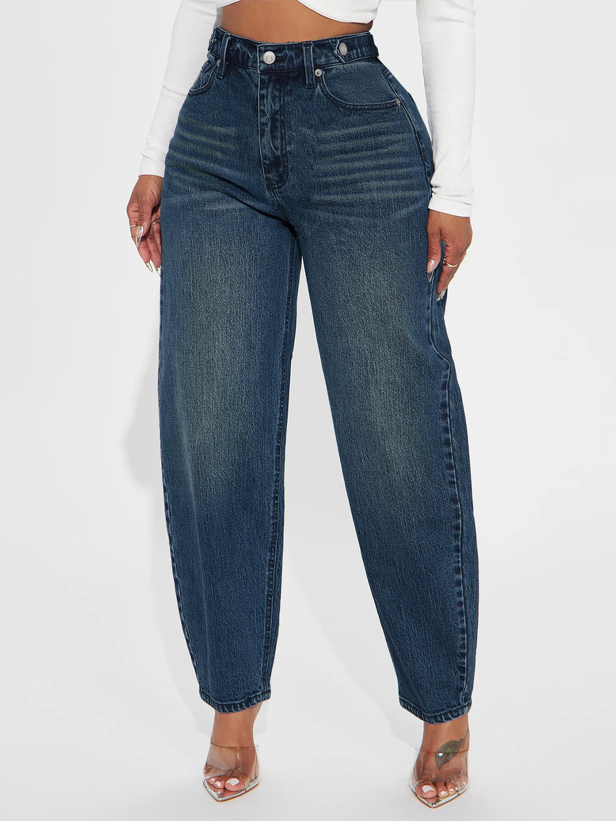 Washed-Blue Retro Flared Denim Jeans