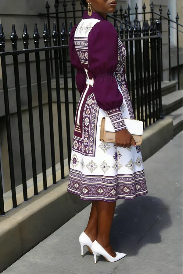 Elegant Christ Ankara Print Puff Sleeve Dress
