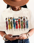 Juneteenth fashion cartoon casual short-sleeved ladies T-shirt