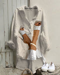 Women's Fashion Print Cotton And Linen Tunic Shirt