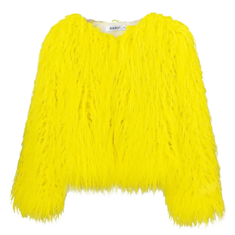 Fur Faux Fur Coat Korean Style Pure Color Tan Wool Women's Short