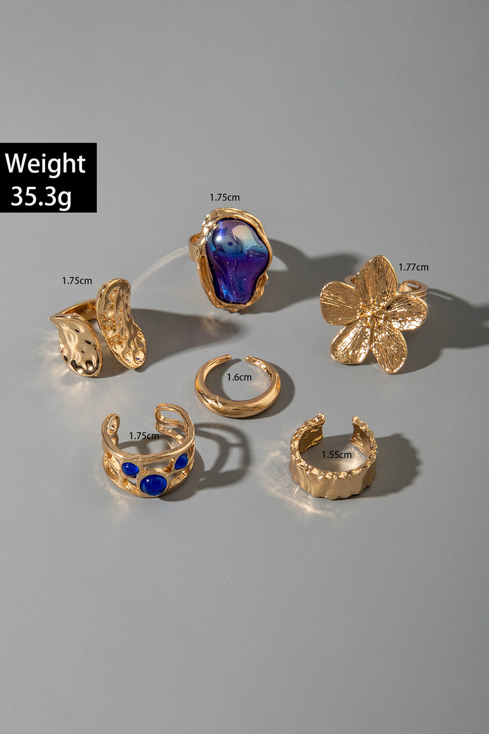 Fashionable Rhinestone Baroque Pearl Glazed Geometric Rings Set