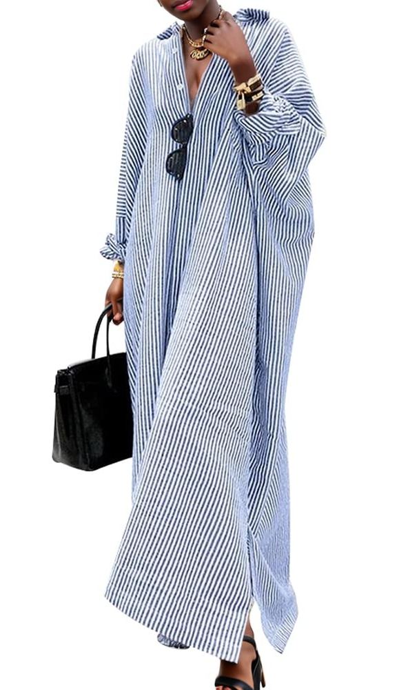Pink Loose Casual Shirt Dress