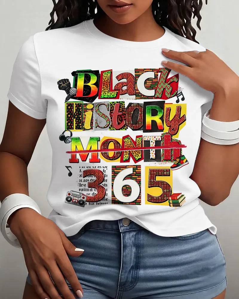 Black History Month 365 Collage Cotton Short Sleeve Tshirt