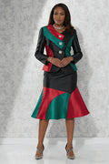 Chic Colorblock Jacket & Flounce Skirt Set