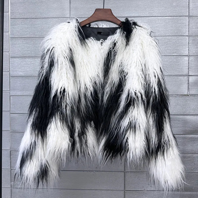 Fur Faux Fur Coat Korean Style Pure Color Tan Wool Women's Short