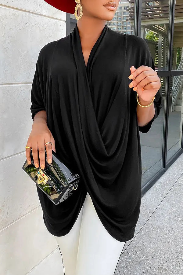 Fashion V Neck Pleated Blouses