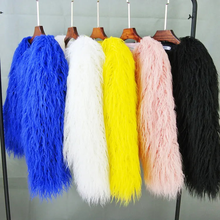 Fur Faux Fur Coat Korean Style Pure Color Tan Wool Women's Short
