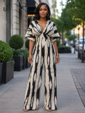 Tie Dye Print Batwing Sleeve High Waist Casual Jumpsuit