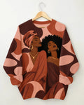 Rust Pink Abstract Two Women Graphic Sweatshirt