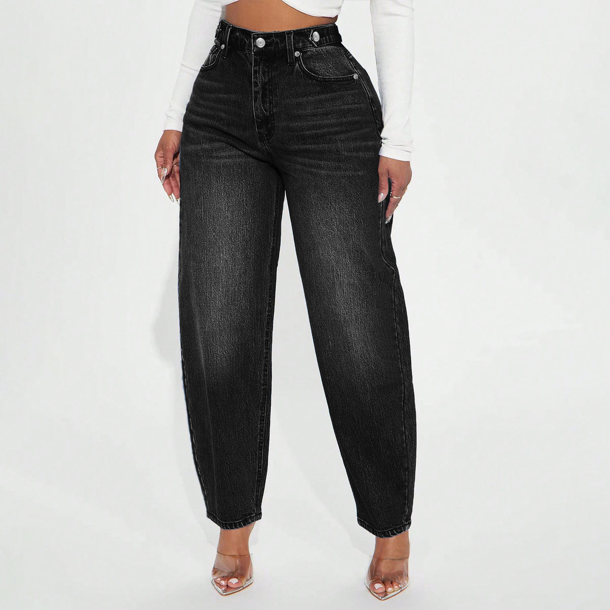 Washed-Blue Retro Flared Denim Jeans