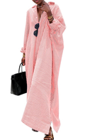 Pink Loose Casual Shirt Dress
