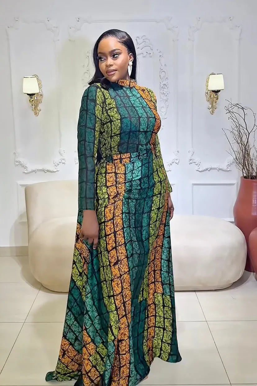 Emerald Kente Royalty Skirt Set