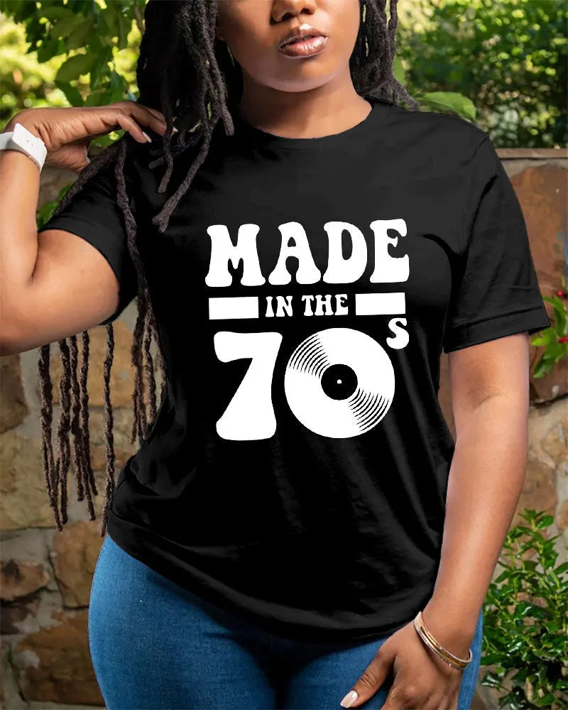 Retro Made In The 70's Print Cotton Short Sleeve Tshirt