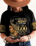Black girl printed letter round neck short sleeve women's T-shirt