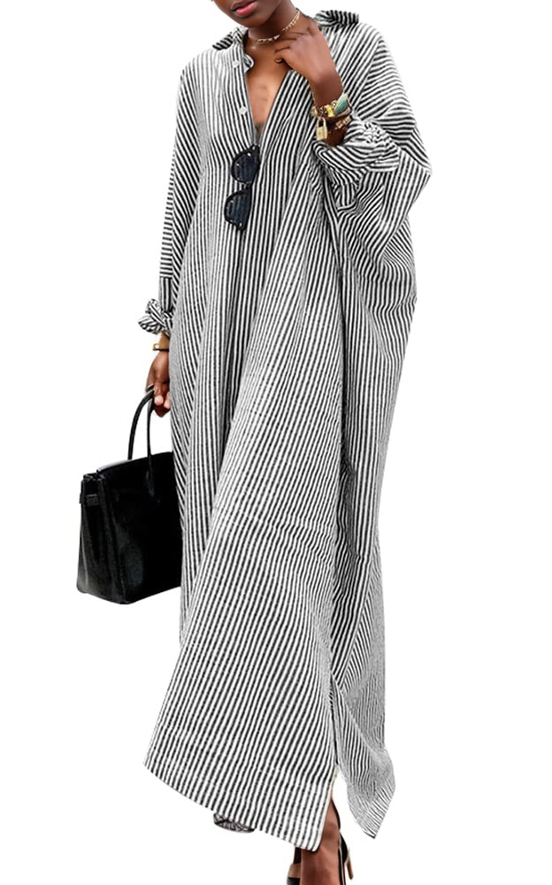 Pink Loose Casual Shirt Dress