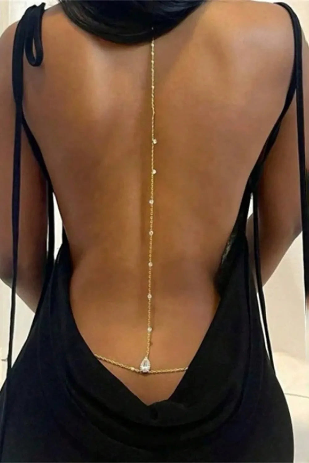 Minimalist Gold Beaded V Shape Long Tassel Body Chain