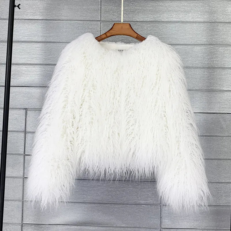 Fur Faux Fur Coat Korean Style Pure Color Tan Wool Women's Short