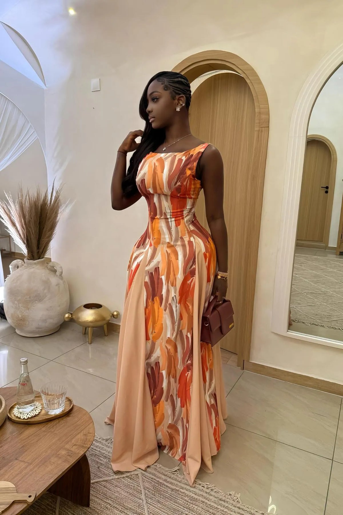 Artistic Print Maxi Dress