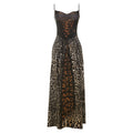 2025 New Fashion Personality Street Trend Leopard Print Lace-up Waist Dress