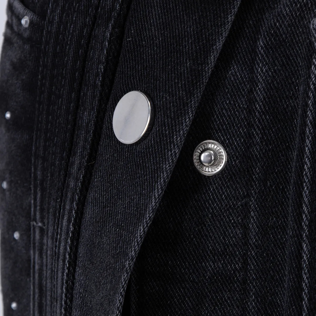 High-Waisted Rhinestone Embellished Side Button Jeans