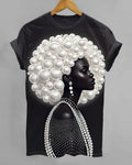 Pearl Afro Black Woman Crew Neck Short Sleeve Tshirt