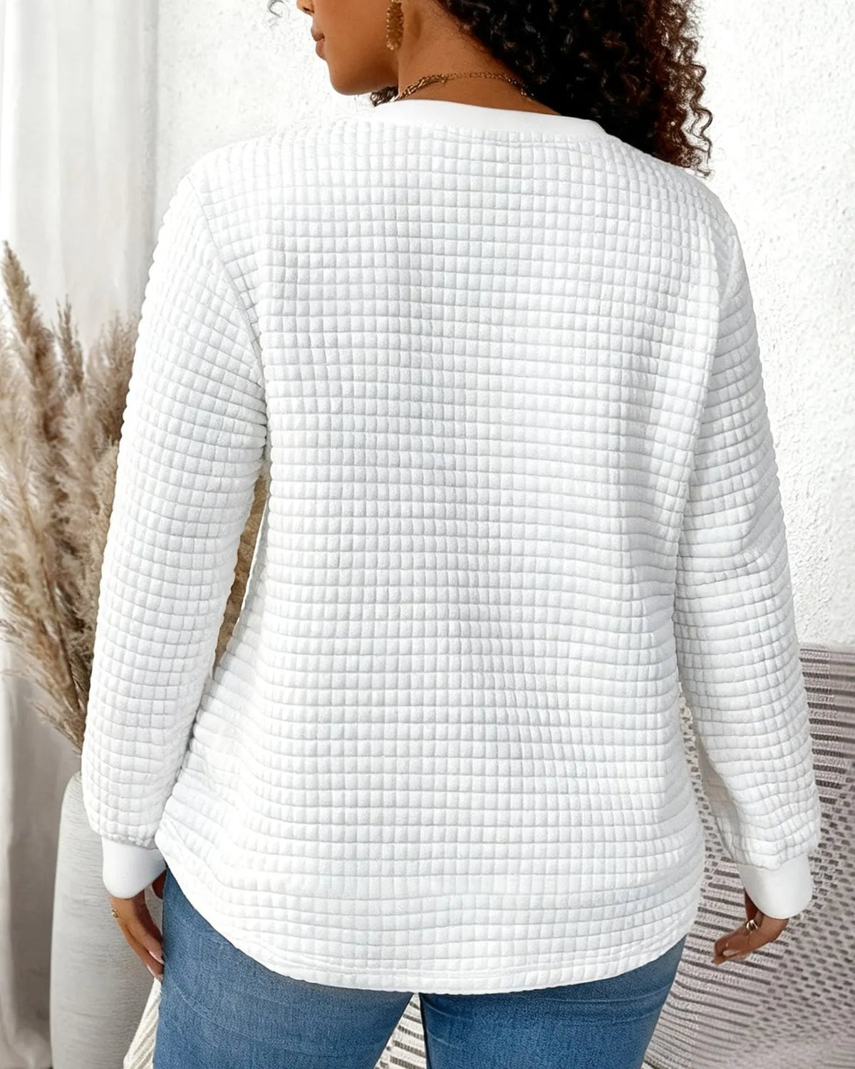 Melanin Love Waffle Crewneck Long Sleeve Sweatshirt